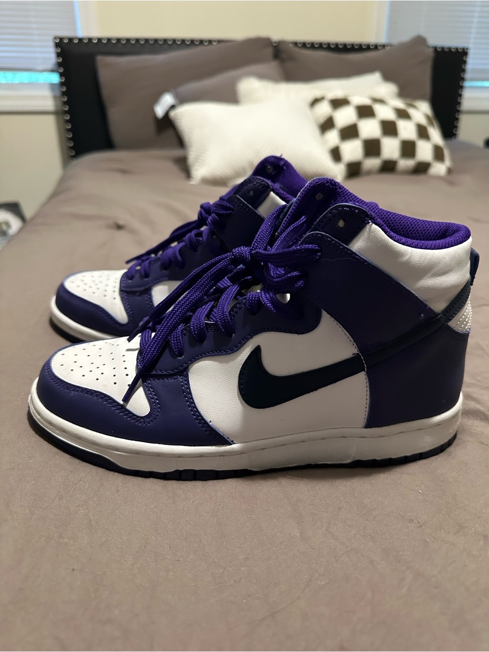 Nike Purple and White Kids High-Top Sneaker